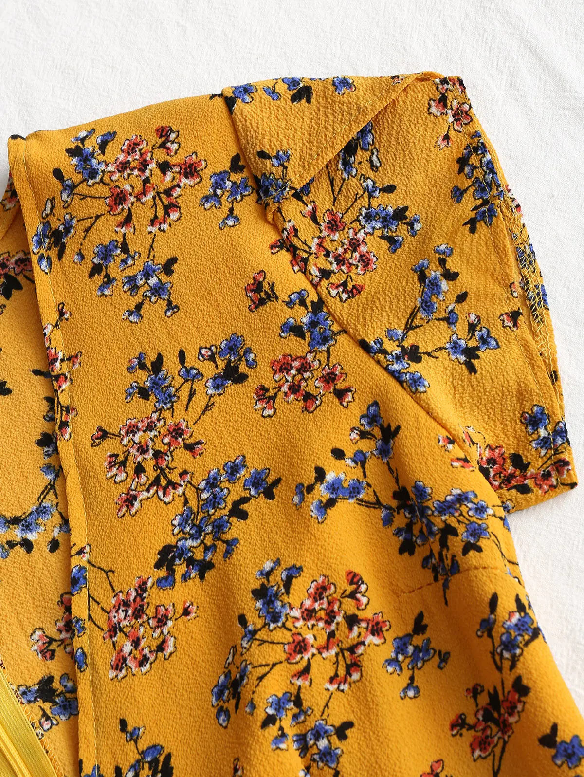ZAFUL Низкий Вырез Оборками Платье с Цветочным Принтом Женское Летнее Мини-Платье