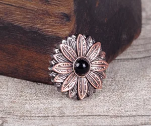 Цветок Кончо 30*30 мм 10 шт., с черным турбиновым центром, антикварная медная отвертка