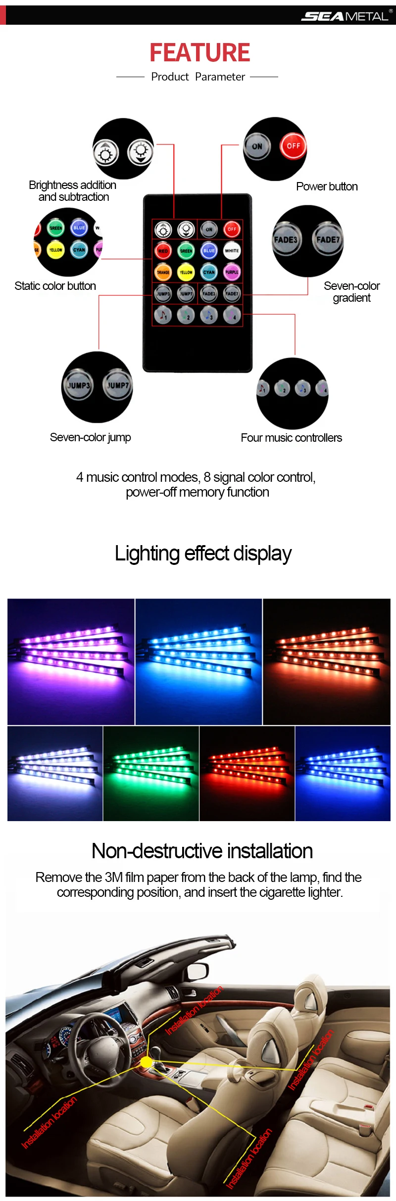 12 В светодиодный автомобильный RGB ленточный светильник Авто USB атмосферный светильник s интерьерное украшение окружающий светильник USB сигаретный светильник er дистанционное управление