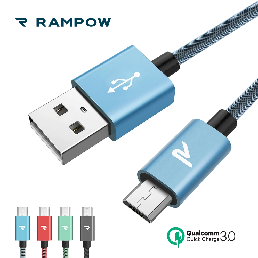 RAMPOW QC3.0 ажурные Micro USB кабель для Xiaomi Redmi Note 5 непереплетающийся Быстрый зарядный