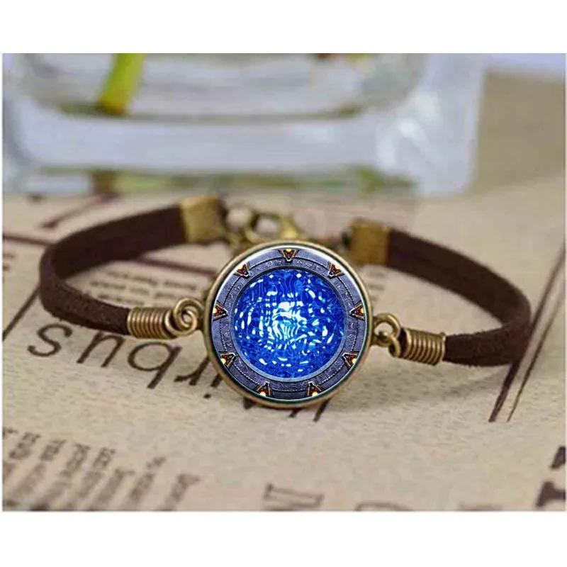 Браслет Stargate портал Atlantis кожаный коричневый застежка браслеты Цепочка стальной