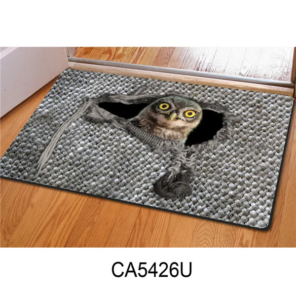 CA5426U HUGSIDEA Милые 3D животные Кошка Сова узор нескользящие для спальни гостиной пол ковры домашние наружные входные коврики - Цвет: CA5426U
