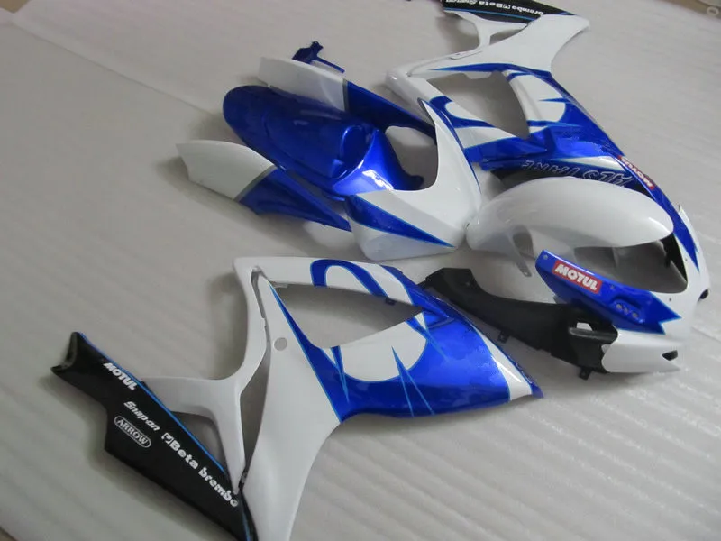 Комплект обтекателей под давлением для GSXR600 750 K6 06 07 GSXR 600 GSXR750 2006 2007 ABS Whtie синий