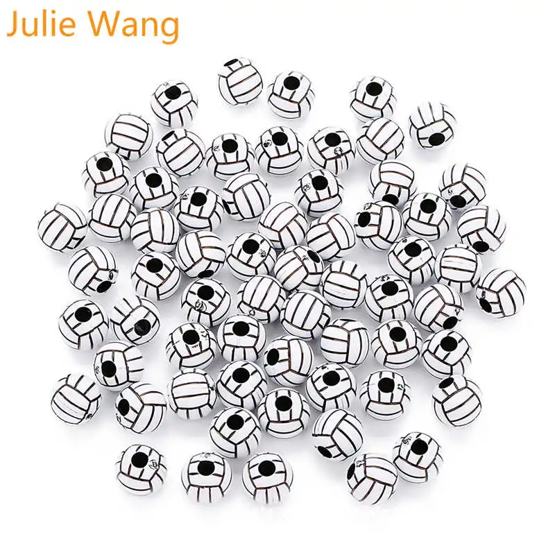 Julie Wang 50 шт. 12 мм акриловые Круглые бусины для баскетбола волейбола браслета