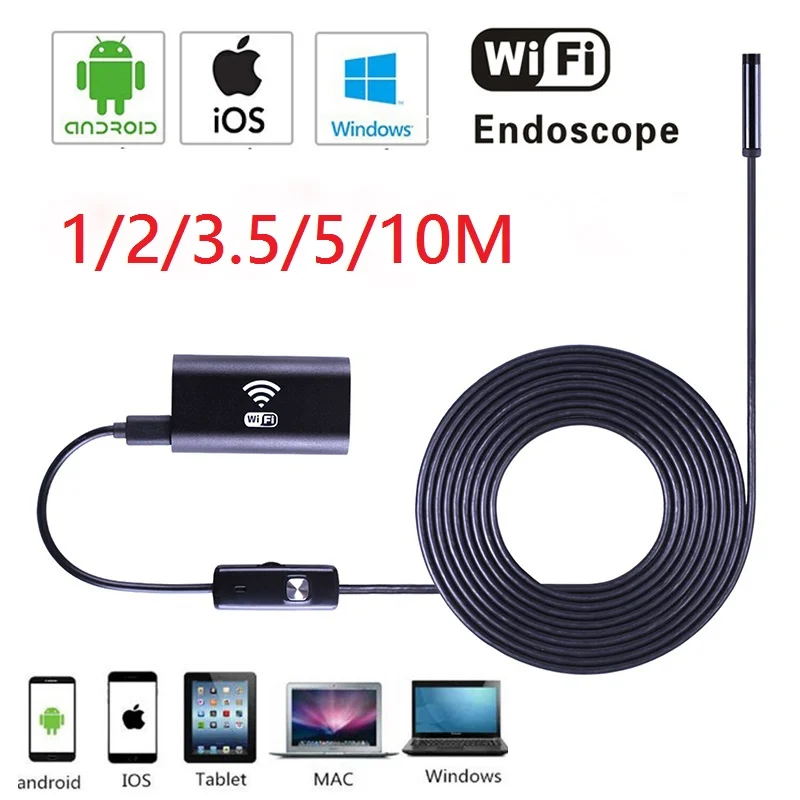 

Wifi Endoscope Camera Android iOS 720P Borescope Inspection Camera Endoscopio 6LED 8MM Semi Rigid Hard and flexible Snake tube