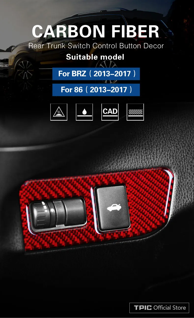 TPIC для Subaru BRZ Toyota 86 2013- авто аксессуары углеродное волокно задний выключатель защёлки багажника кнопка управления автомобиля Переводные картинки и наклейки