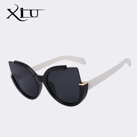 Солнечные очки XIU в круглой оправе uv400 женские, модные солнцезащитные аксессуары Кошачий глаз в винтажном стиле, в стиле ретро, с защитой от ультрафиолета, на лето