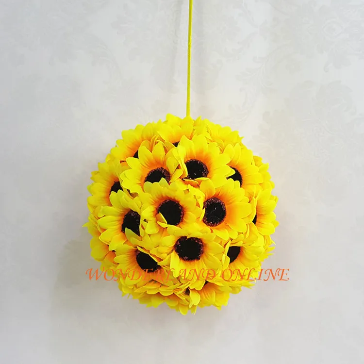 

5.5 inches / (14cm) Wedding Artificial Silk Sunflower Kissing Ball Flower Pomander Bouquet Ball Home Decorative Balls