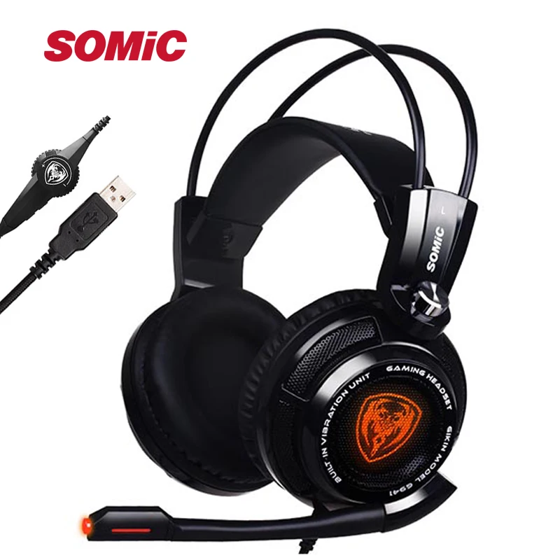 somic G941 7,1 Виртуальная объемная звуковая USB игровая гарнитура Вибрирующая светящаяся СВЕТОДИОДНАЯ головная повязка наушники с микрофоном Голосовое управление