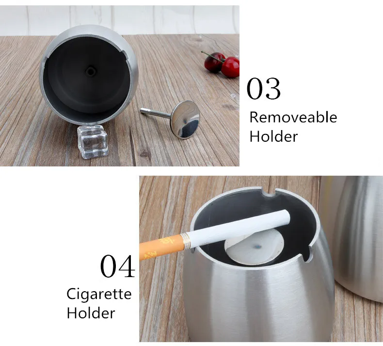 Classic Stainless Steel Ashtray Home Party Bar Decoration Ash Holder For Gift Cigarette Lighters& Smoking Accessory Ash Tray