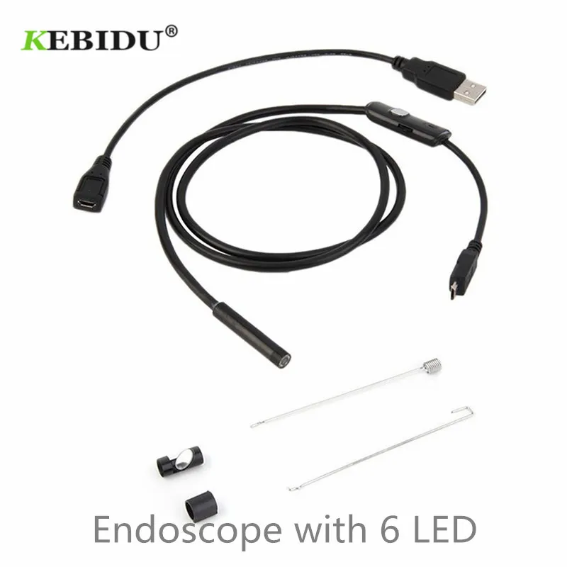 USB эндоскоп KEBIDU с объективом 7 мм водонепроницаемая камера бороскоп гибкой