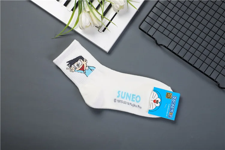 Anime Doraemon print socks Nobita Nobi Minamoto Shizuka Konta Takeshi Honekawa Suneo Dorami cute fun cartoon women cotton sock