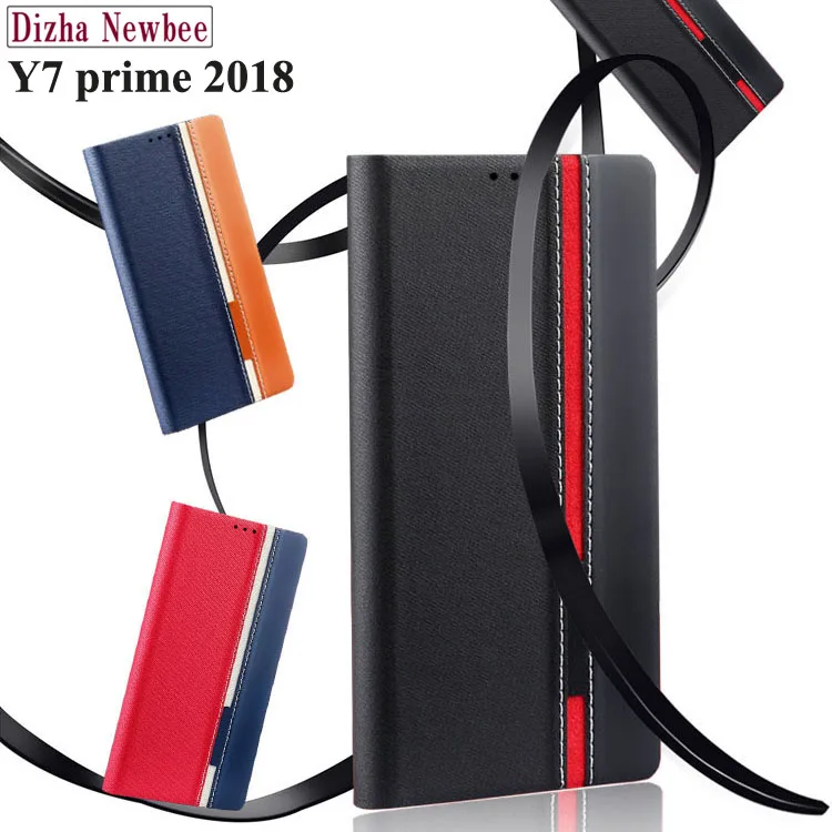 Чехол huawei y7 prime 2018 Роскошный кожаный флип чехол для pro чехлы с держателем