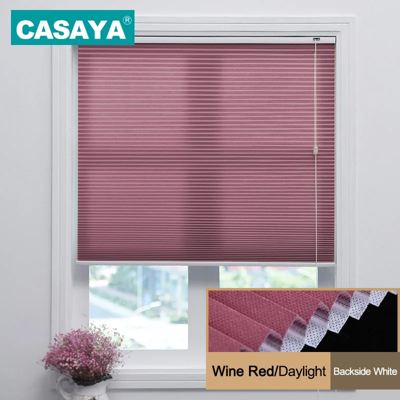 Wine red-Daylight CASAYA сотовая абажура веревка светильник управления фильтрации конфиденциальности Горизонтальное окно жалюзи 10 цветов - Цвет: Wine red-Daylight