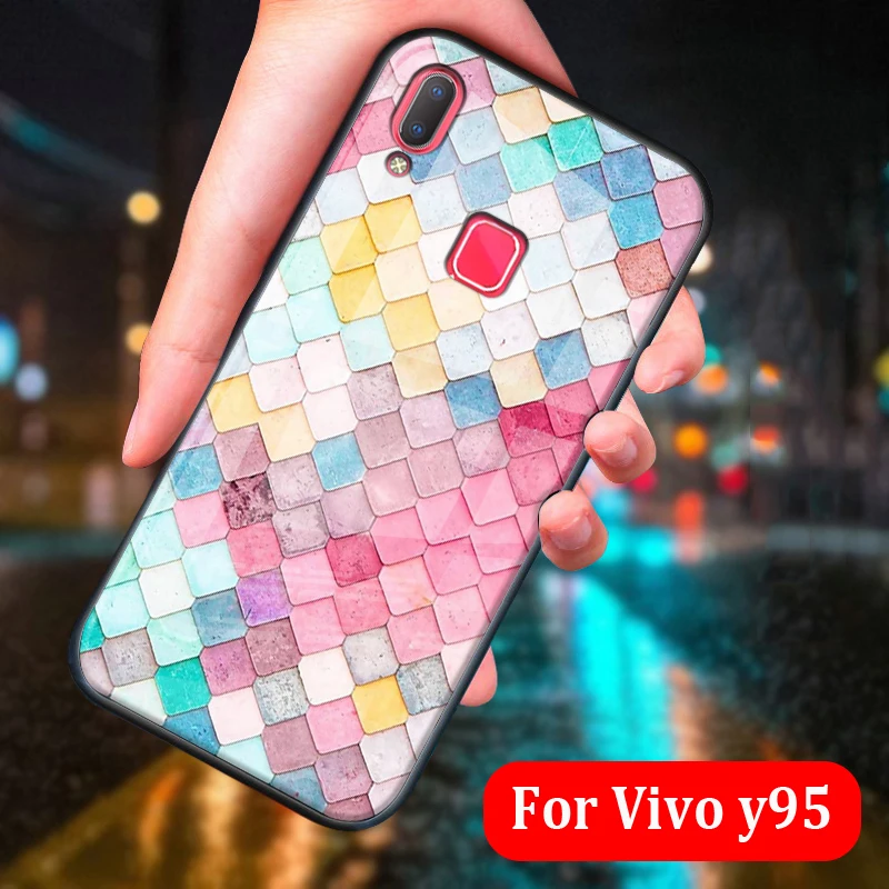 Роскошный чехол из закаленного стекла для Vivo y95 мягкая силиконовая рамка жесткая