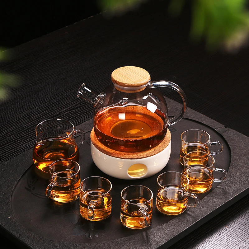 Brief Transparent Heat Resistant 1 Teapot Warm Tea Fair Cup 6 Teacup Kit Chinese Kung Fu Set Drinkware for Family Gifts | Дом и сад