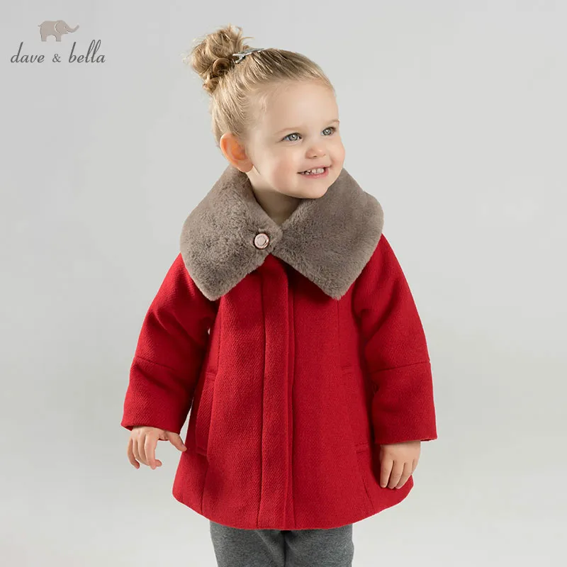 DB8680 dave bella baby шерстяная куртка детское модное пальто с шалью младенческий малыш