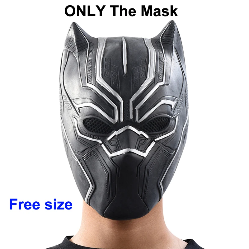 black panther mask Фильм Черная пантера взрослый супергерой Marvel Косплей Хэллоуин Карнавальный костюм мужской 3D Черная пантера латексные маски - Цвет: black panther mask