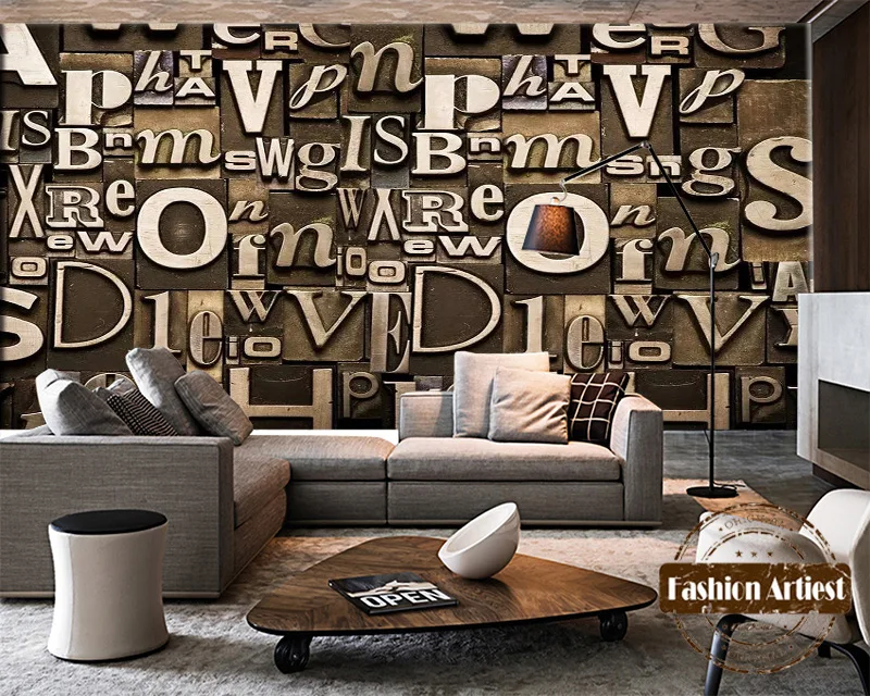 Пользовательские 3d Винтаж деревянная доска обои росписи резьба по дереву письмо