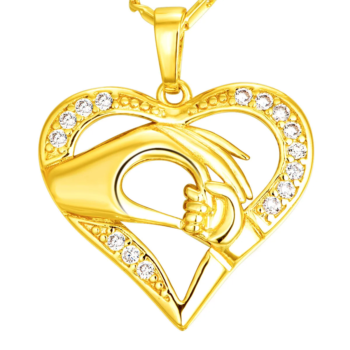 AAAA модный подарок на день матери в форме сердца 24k золотой кулон пальма ожерелье с