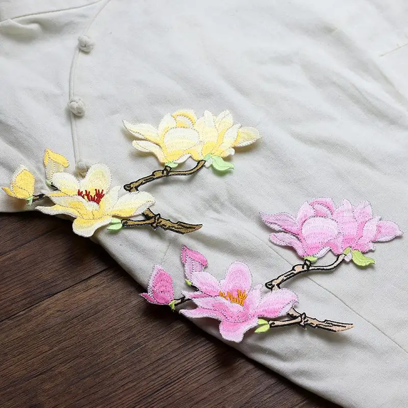 

orchidFlower Embroidered Applique patches for clothing sewing iron on skirt fabric patch garment Accessories Diy decoration
