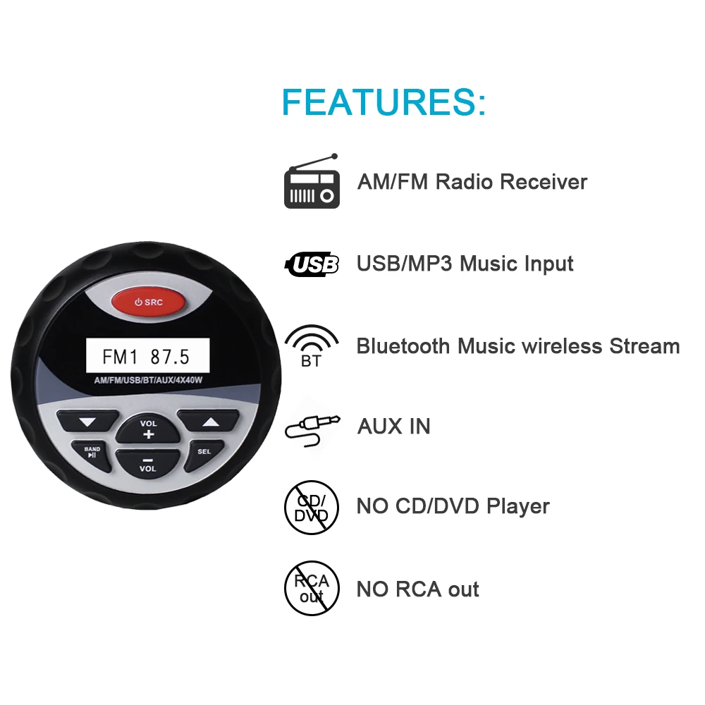 Морской Bluetooth Радио MP3 плеер AM FM стерео аудио Мотоцикл ATV UTV 6 5 дюймов
