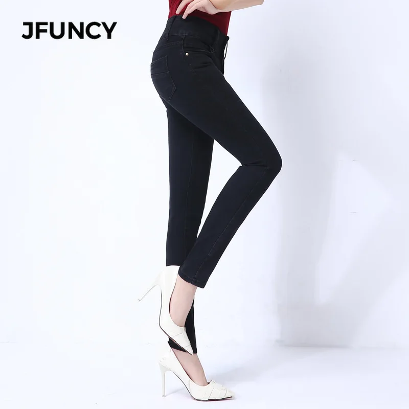 JFUNCY, одноцветные колготки, джинсы для женщин,, большой размер, облегающие джинсы, обтягивающие джинсы, повседневные эластичные брюки размера плюс, джинсы с высокой талией