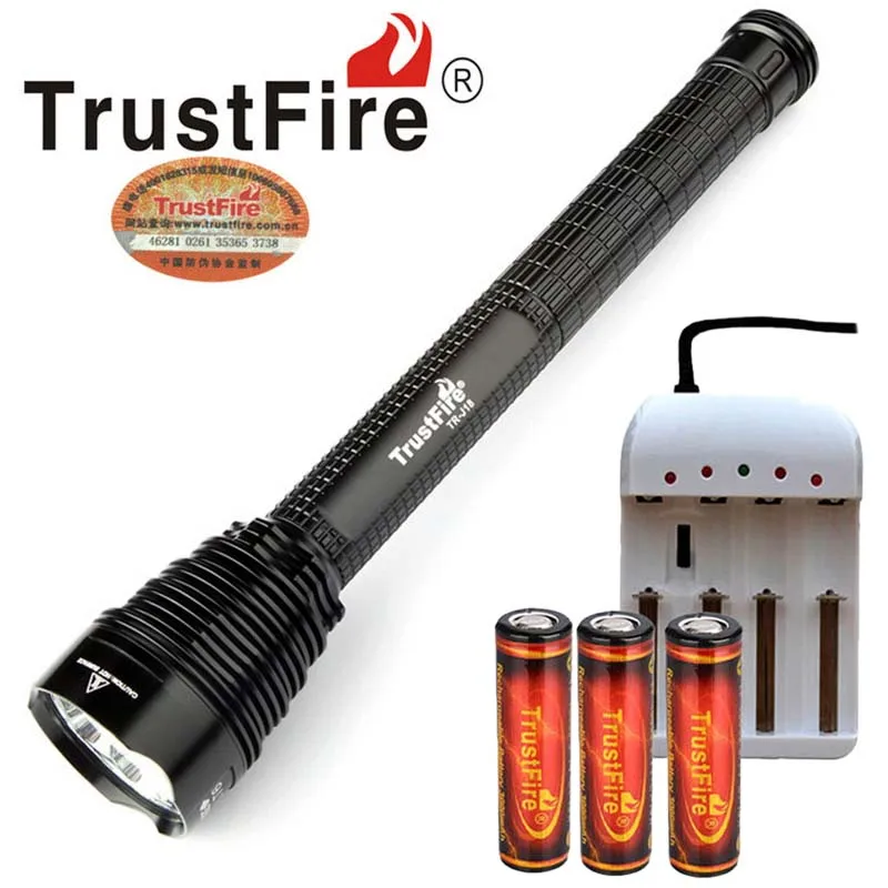 With battery charger 18650 фонарь TrustFire J18 lanterna 7 светодиодных фонарей высокой мощности* XML T6 8000лм водонепроницаемые расширенные охотничьи лампы - Испускаемый цвет: With battery charger
