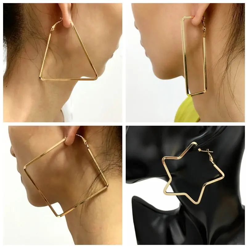 

Простые Женские Геометрические серьги, большие серьги, золотые украшения, оптовая продажа, подарок UKMOC