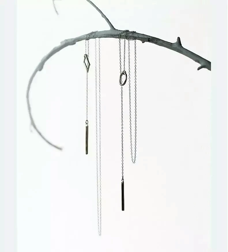 

100% 925 Sterling Silver Sweater Long Chain Circle Long Fashion Necklaces Pendant for Women Sterling Silver Jewelry D1507