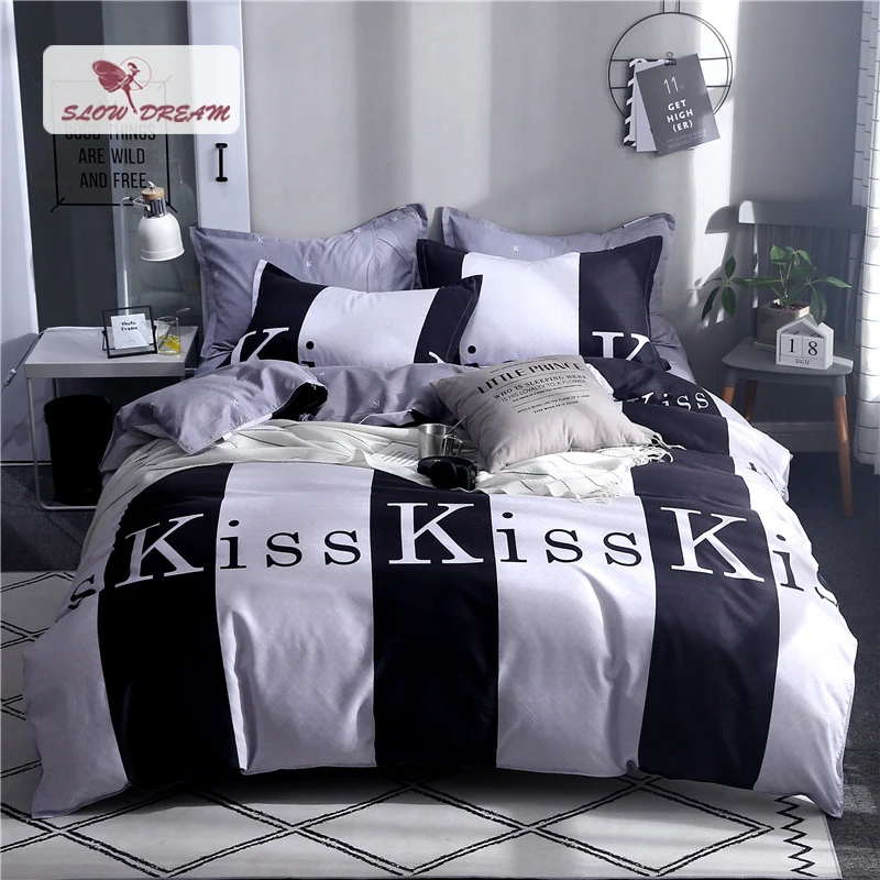 Sowdream Kiss черный односпальный Комплект постельного белья в скандинавском стиле