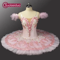 pink peach fairy professional ballet tutu with flowers ballet professional tutu for adults children girls ballet tutu dress 0082