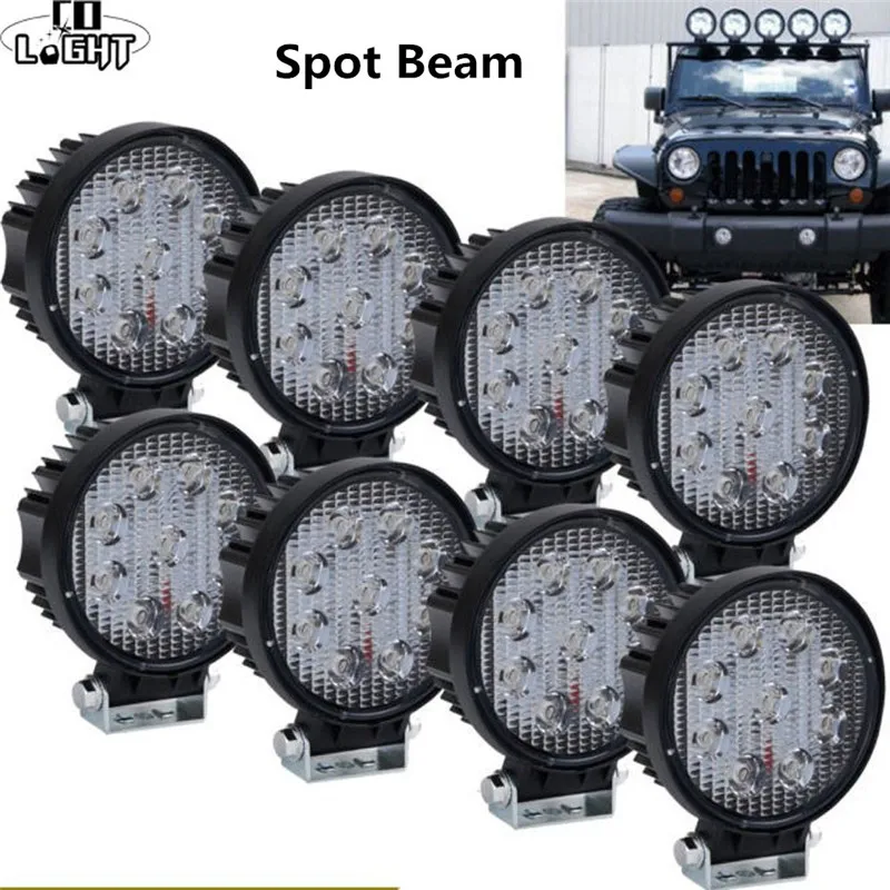 5D 8Piece Spot Beam CO светильник 5D 4,3 дюйма для бездорожья 27 Вт Светодиодный светильник бар Точечный светильник для Jeep ATV внедорожник лодка 4WD 4x4 седельный тягач светодиодный рабочий светильник 12V 24V - Цвет: 5D 8Piece Spot Beam