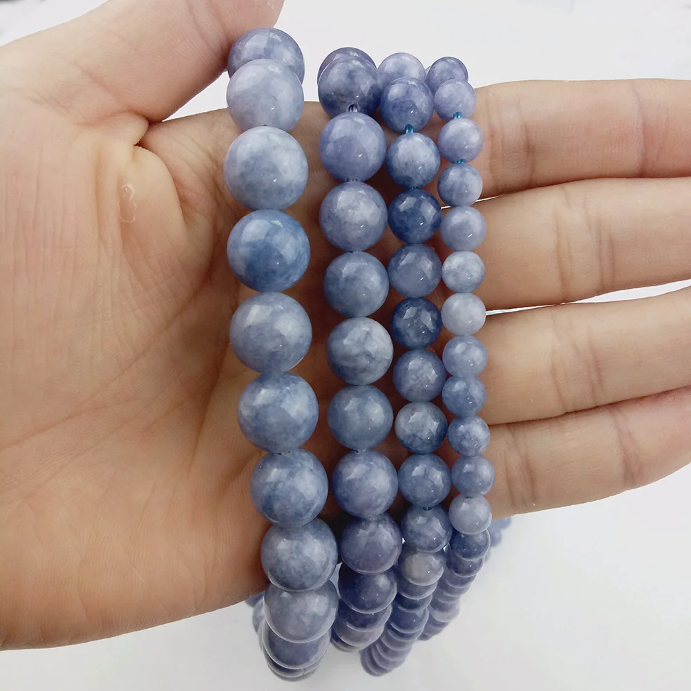 WLYeeS натуральный камень Royalblue sea Stone 6 8 10 12 мм Синий Круглый свободный космический