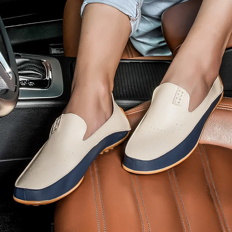 High Quality Flats Brand Spring and Autumn Causal Shoes Men Loafers Leather Moccasins Driving Big size 36-47 | Обувь