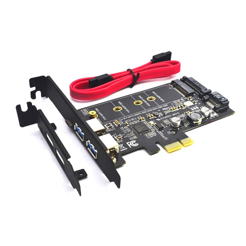 Двойной USB3.0 1 порт Тип-c M.2 Адаптерная плата PCIe M2 SSD SATA B Ключ к PCI-e 3,0 конвертер контроллера карты для 2280 2260 2242 2230 NGFF