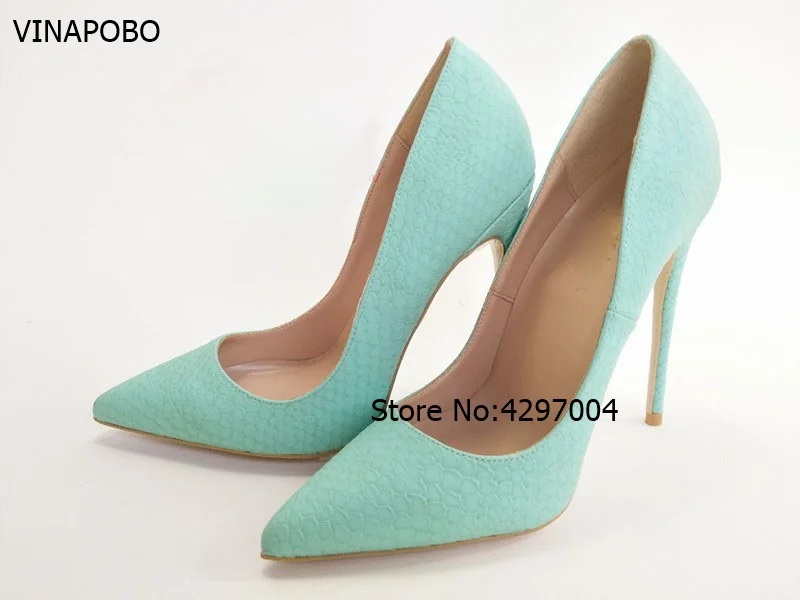 Туфли-лодочки женские из змеиной кожи на тонком высоком каблуке с острым носком