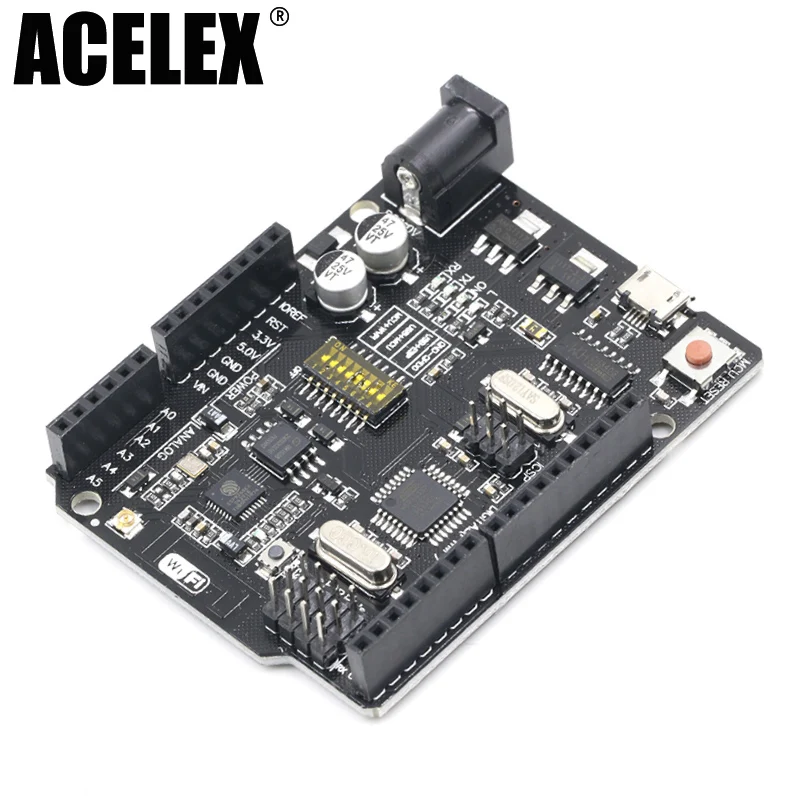 UNO+ WiFi R3 ATmega328P+ ESP8266(32 Мб памяти) USB-TTL CH340G для Arduino Uno, NodeMCU, WeMos ESP8266 новое поступление