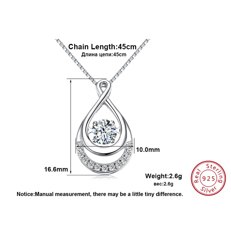 ORSA JEWELS Твердые 925 Серебряные женские ожерелья двойная бесконечность педанты с подвижным кристаллом вечность ювелирные изделия SN50