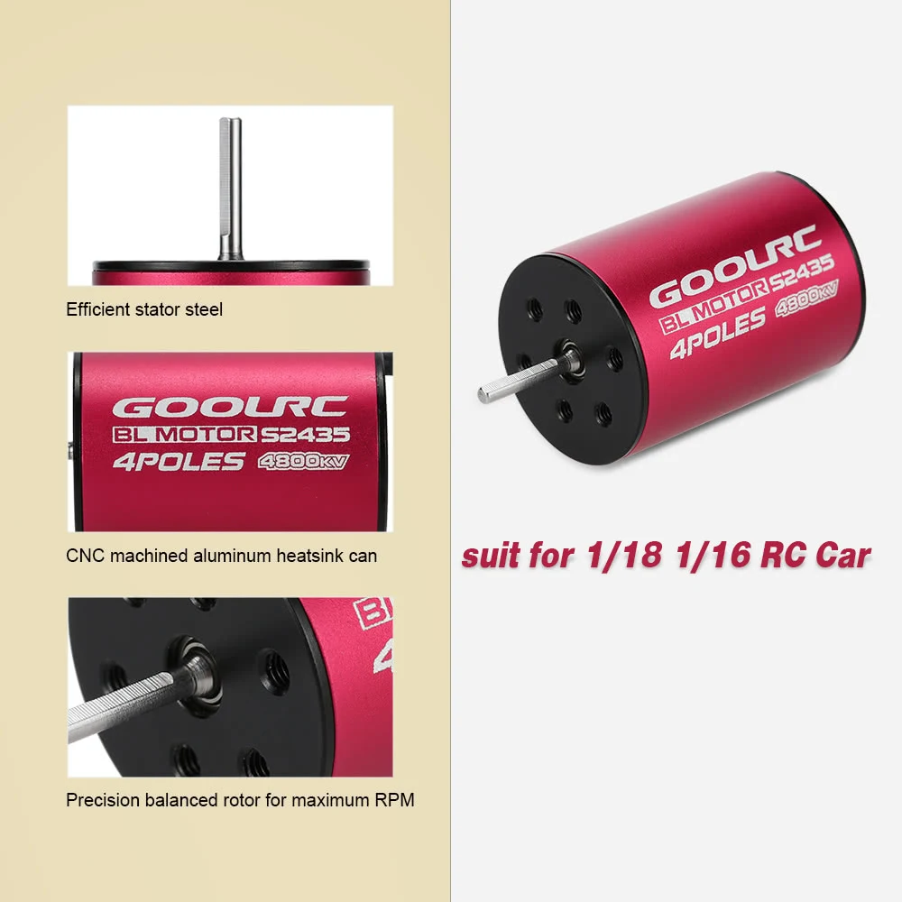 Оригинальные запчасти GoolRC S2435 1/16 кв Бессенсорный бесщеточный двигатель и 35A ESC
