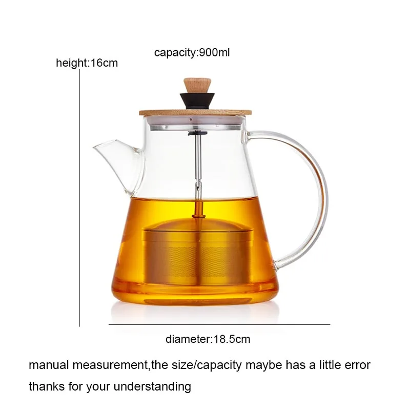 900 мл креативный кухонный чайник термостойкий прозрачный стеклянный