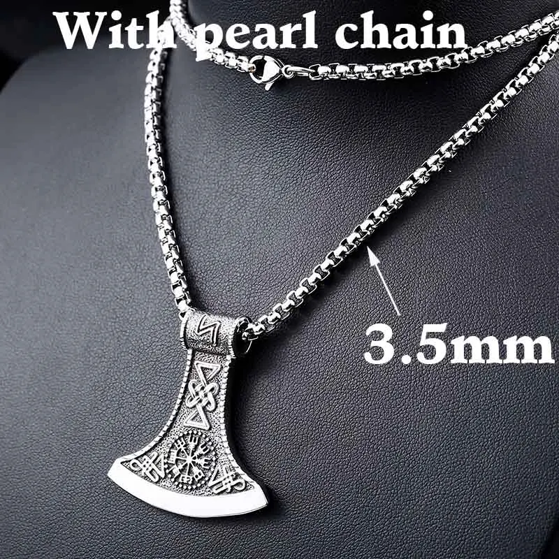 with pearl chain Стальная солдатская Мода горячая распродажа Скандинавское ожерелье с кулоном викинга ювелирные изделия из нержавеющей стали - Окраска металла: with pearl chain