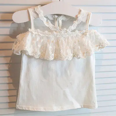 Милые кружевные топы и брюки с цветочным рисунком для девочек 2 шт. наряды