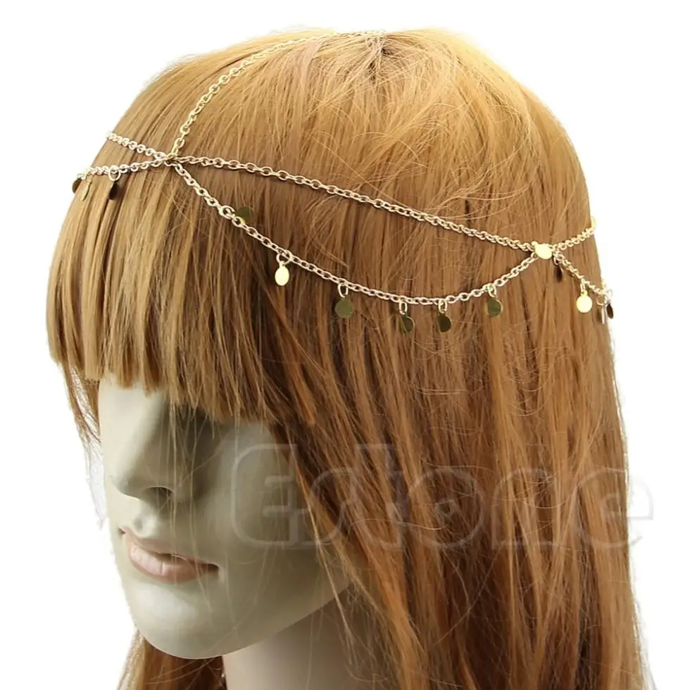 A40 1PC Fashion Women Lady Metal Head Chain Jewelry Headband Piece Hair Band |