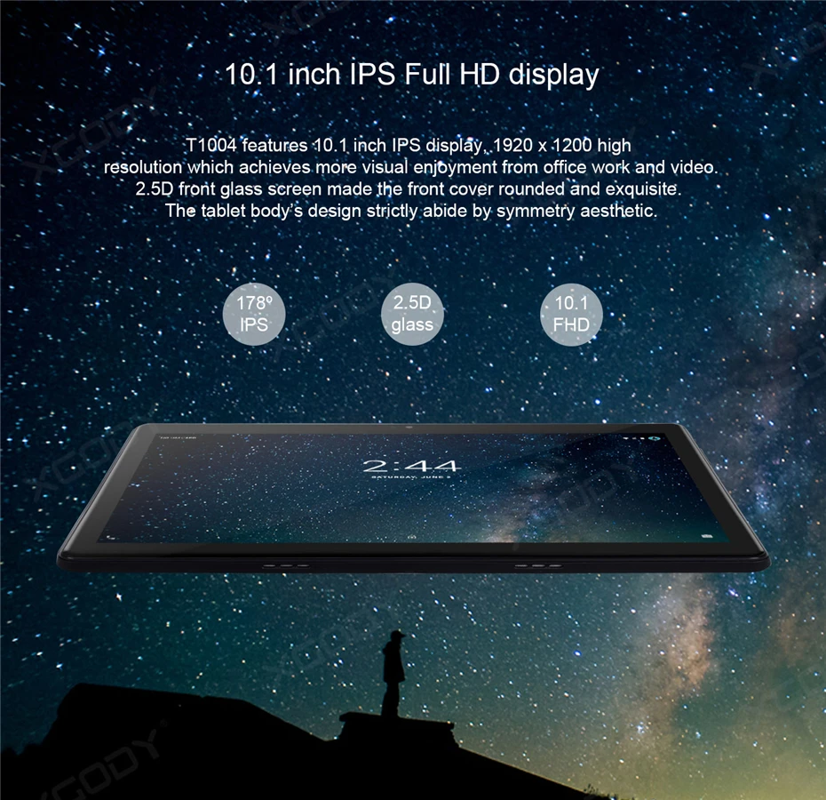 XGODY T1004 4G LTE телефонный звонок планшетный ПК 10,1 дюймов Android 7,0 2 ГБ 32 ГБ MTK6753 Восьмиядерный планшет OTG gps WiFi 5 Мп камера фаблет