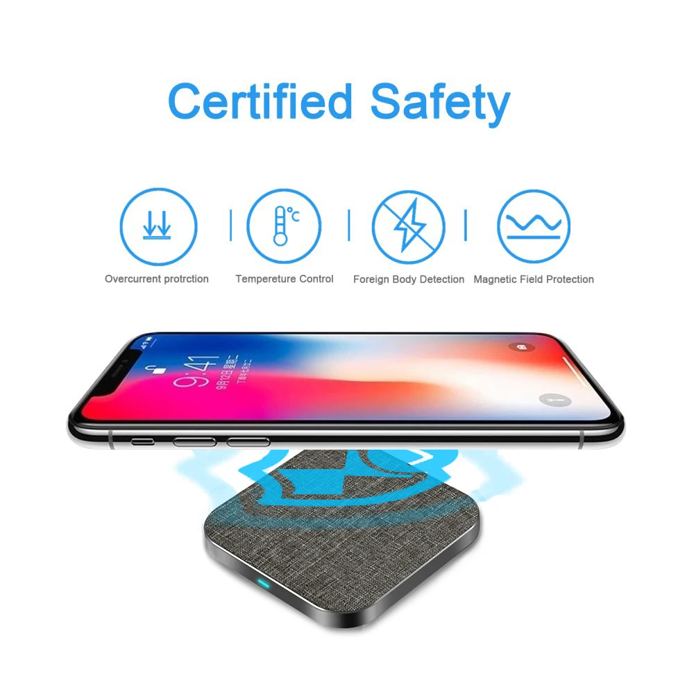 Ascromy 10 Вт Qi Беспроводная зарядка Быстрая Pad для iPhone X XR XS Max 8 Plus Xiaomi Huawei Samsung S9 S8 S7