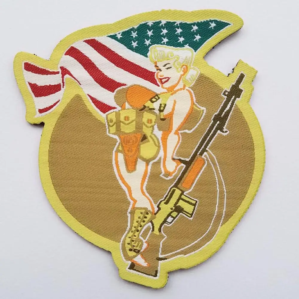 Смерти сверху патч бомбардировщик девушка PINUP AIR FORCE B29 пилот засушливый крючок патч значок для рюкзак жакет - Цвет: F