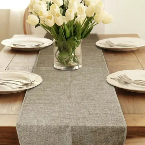2019 Home Textile Rectangle Burlap Tablecloth Table Cover For Wedding Party Decoration Imitated Linen Runner European US | Дом и сад