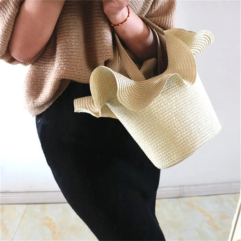 Кружевная соломенная сумка в форме шляпы летняя пляжная сумочка Женская