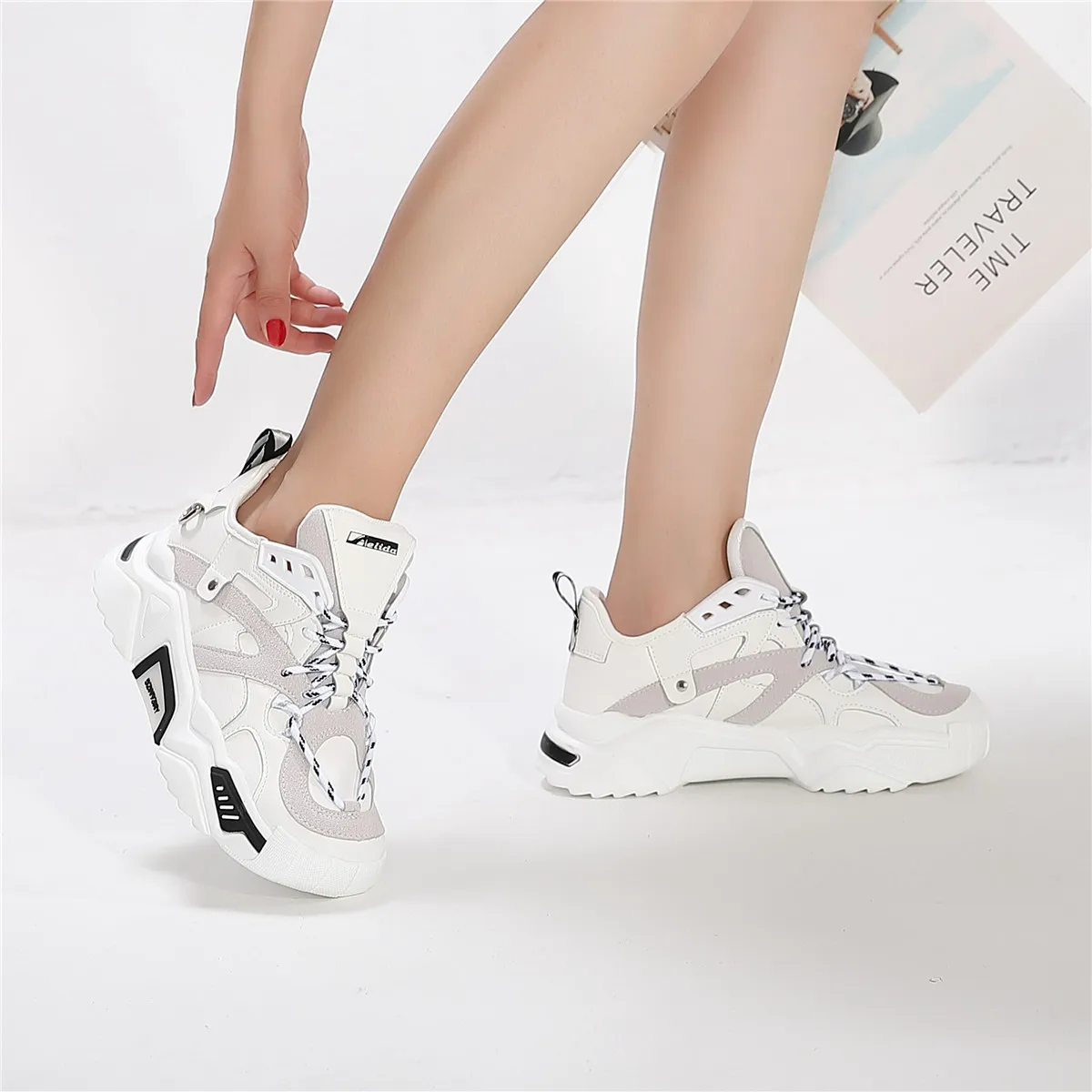 CAILASTE/женские кроссовки дышащая обувь на платформе со шнуровкой уличные женские